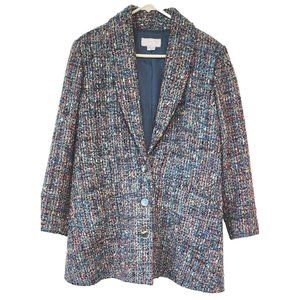 Designer Kathryn Pennell Tucson Vintage Rainbow Tweed Jacket 3 Button Blazer ML